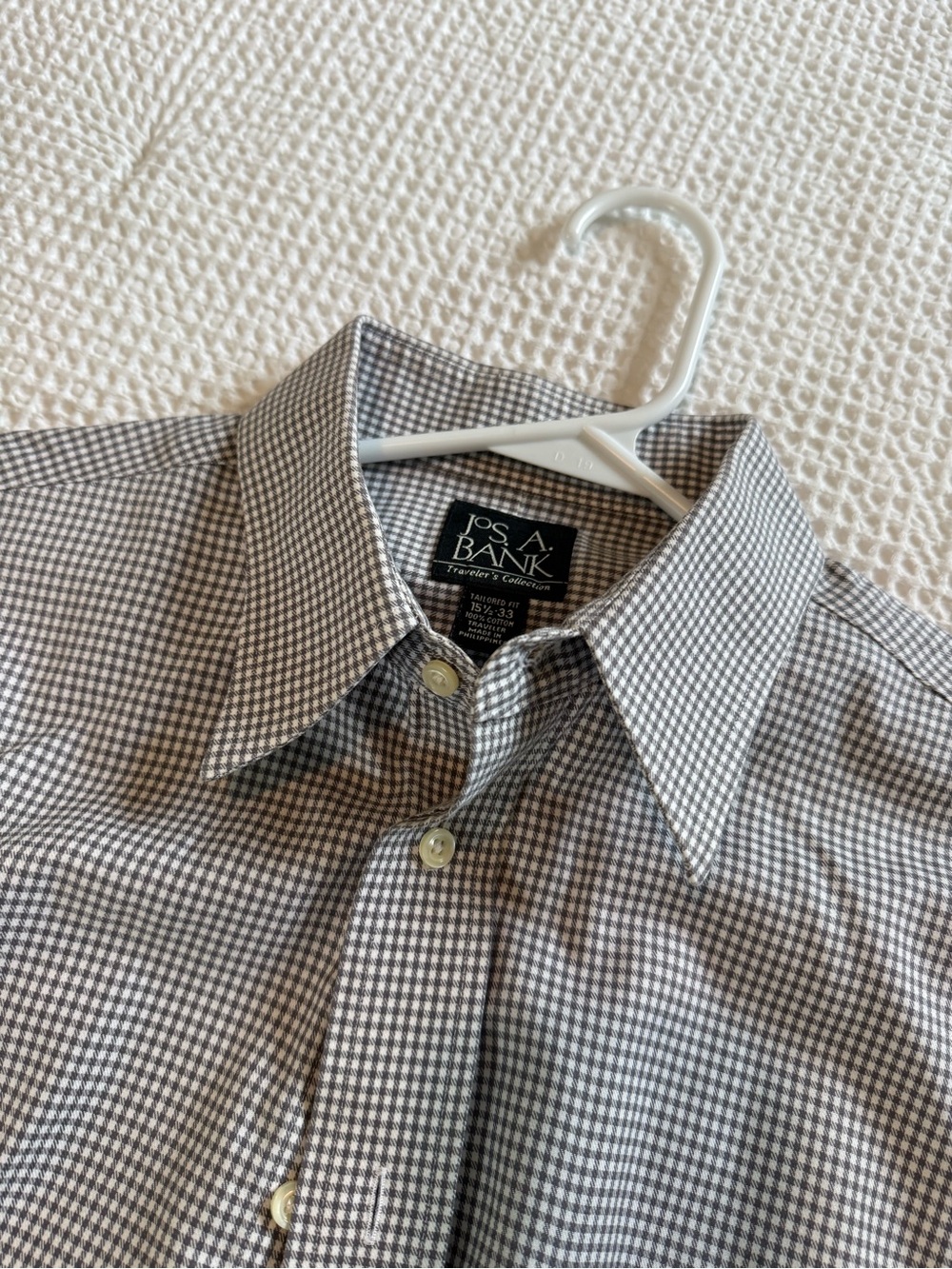 Jos. A. Bank Men’s Brown and White Gingham Dress Shirt